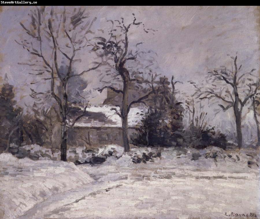 Camille Pissarro Piette-s house,Montfoucault in the snwo